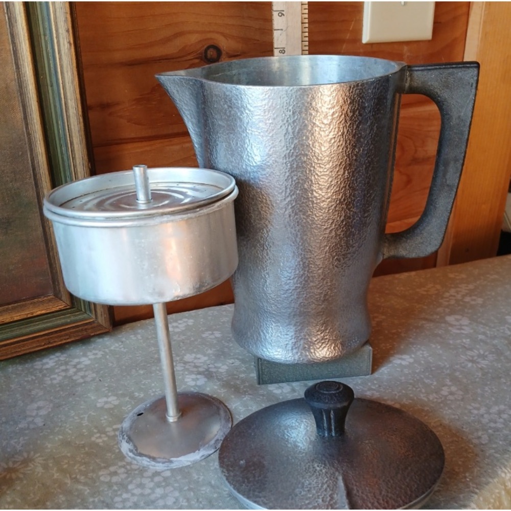 ☕️🫖 Vintage Aluminum Coffee Pot - WITH Internal Grounds Basket & Pillar 🫖☕️